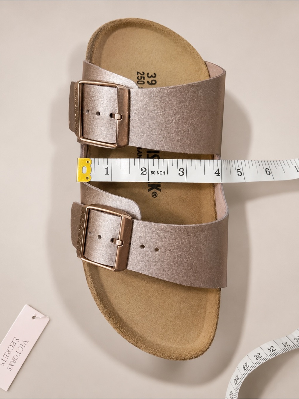 Birkenstock Arizona Double Buckle Sandals in Metallic Blush - Picture 4 of 5